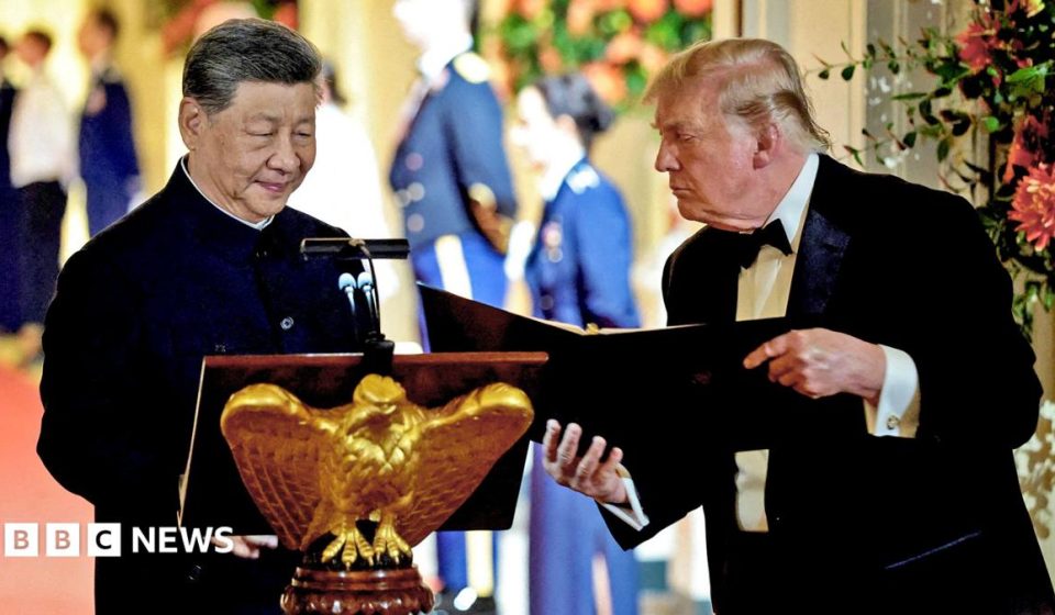Trump and Xi exchange warm words at state dinner but little progress on key issues