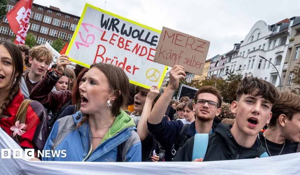 Students strike across Germany in protest against military service