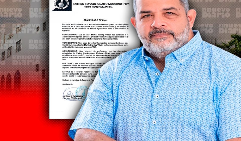 PRM Barahona desautoriza promoción de candidatura de Martín Sterling y le invita a continuar en el PRD