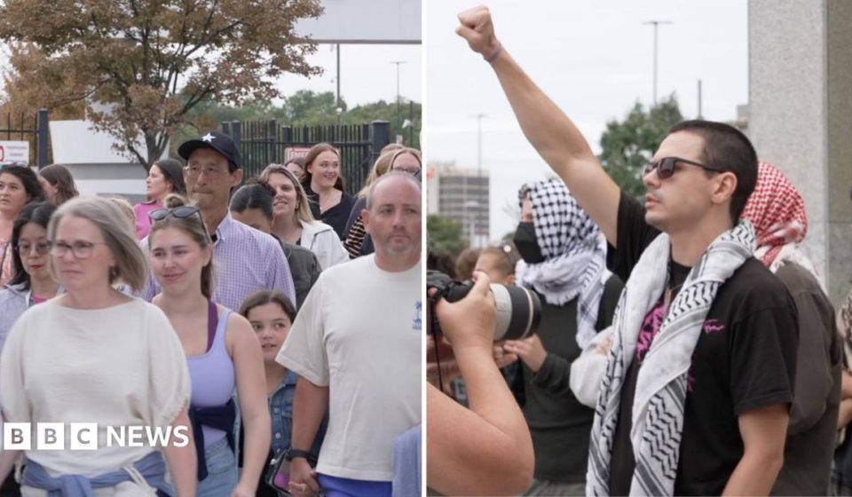 Watch: Concertgoers and pro-Palestinian activists arrive at Ed Sheeran concert