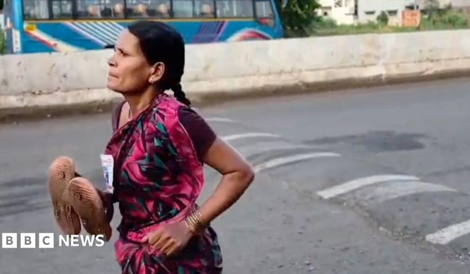 Mum's viral barefoot race sparks debate over India's education crisis