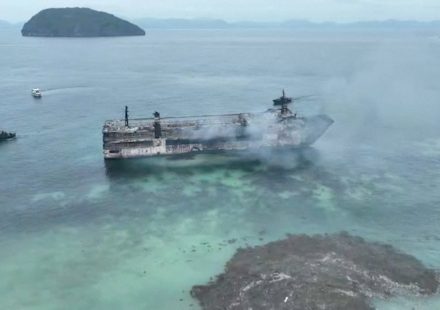 Drone video shows aftermath of deadly ferry fire off the Philippines