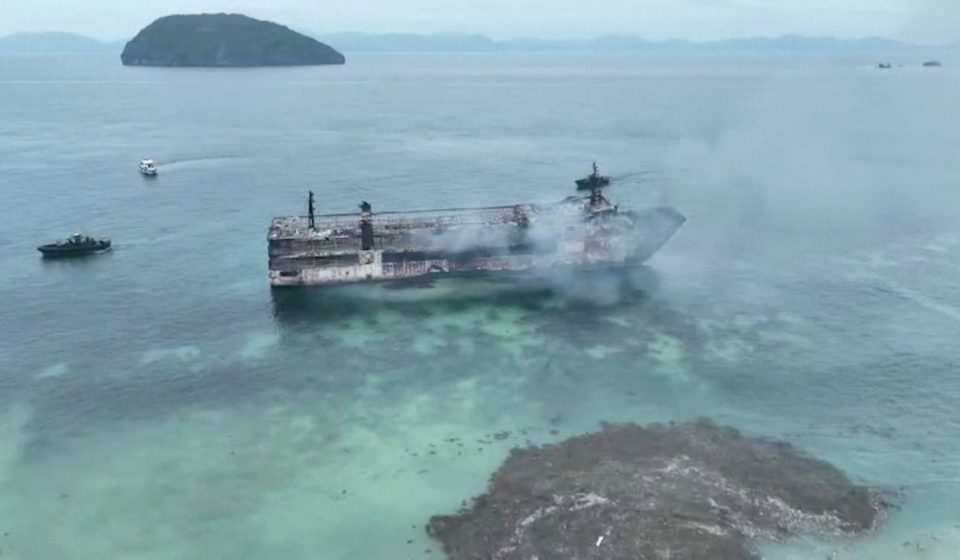 Drone video shows aftermath of deadly ferry fire off the Philippines