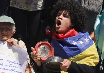 Venezuelans protest interim leader Delcy Rodriguez at UN headquarters