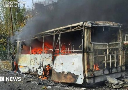 Russian strike on buses kills at least 30, say officials, as deadly attacks on Ukraine surge