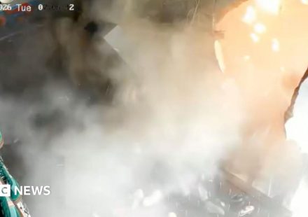 Watch: Moment Indonesian shoe shop is torn apart by explosion