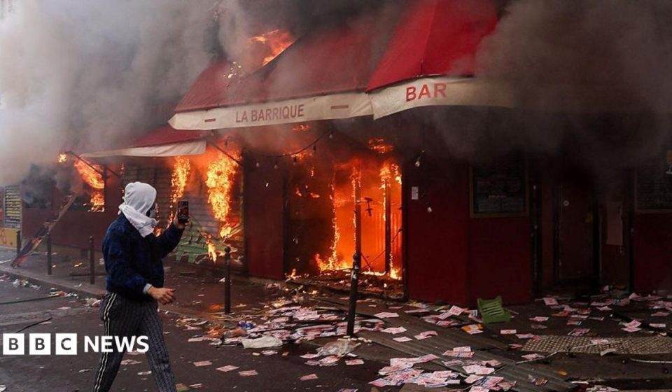 Violent clashes, looting and buildings ablaze in France as over 1,000 arrested after protests
