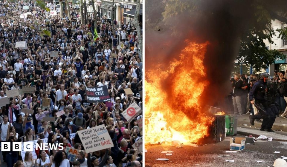 Watch: Riot police clash with school protesters and use tear gas in France