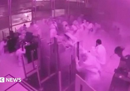 Watch: CCTV shows people take cover as missile hits Riyadh airport