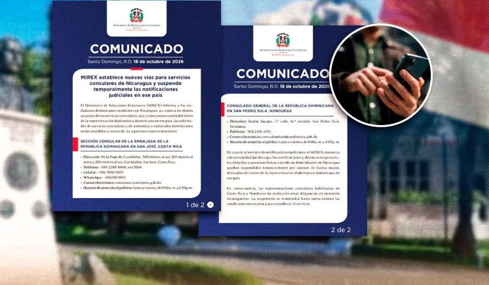 Dominicanos en Nicaragua recibirán asistencia consular desde Costa Rica y Honduras tras retiro diplomático de RD de ese país