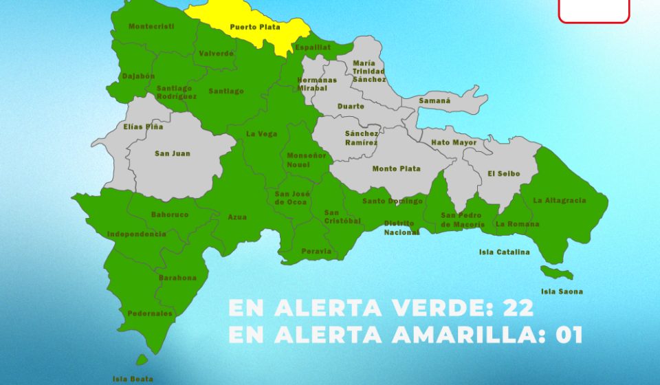 COE coloca una provincia en alerta amarilla y mantiene 21 en verde por incidencia de vaguada