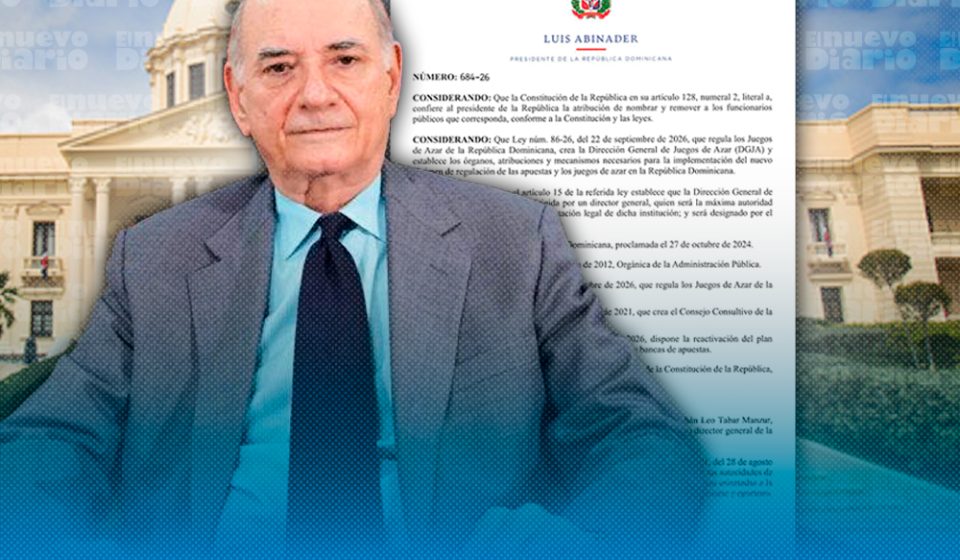 Abinader designa a Teófilo Tabar Manzur al frente de la Dirección General de Juegos de Azar