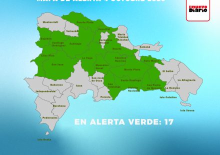 COE mantiene 16 provincias y el Distrito Nacional en alerta verde por vaguada