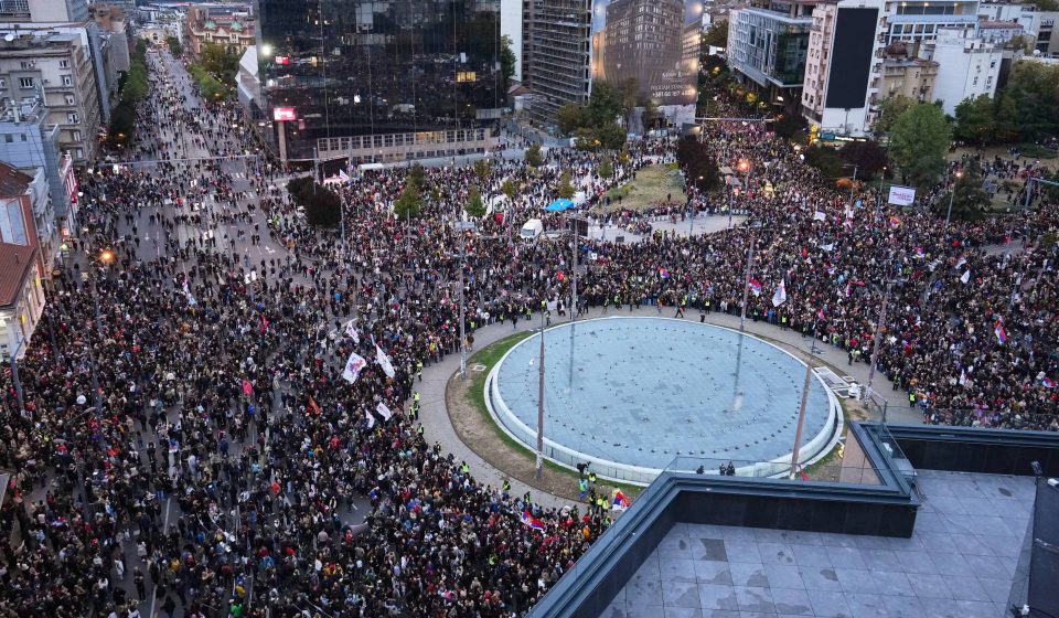 Thousands gather at final student-led rally ahead of Serbia election