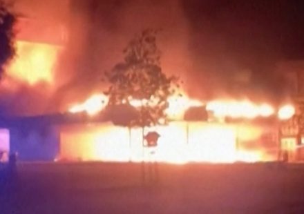 French high school engulfed in flames as student protests continue