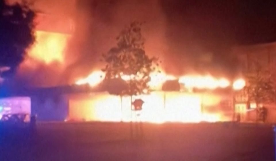 French high school engulfed in flames as student protests continue